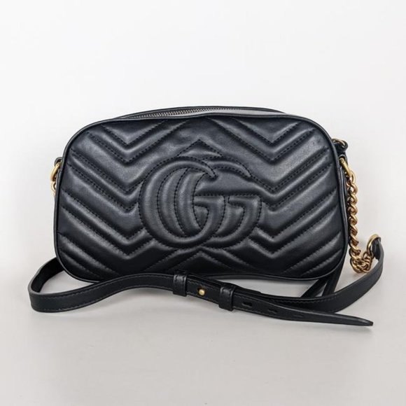 SOLD Gucci Camera Marmont Animal Stud Black Leather Cross Body Bag - Picture 2 of 6